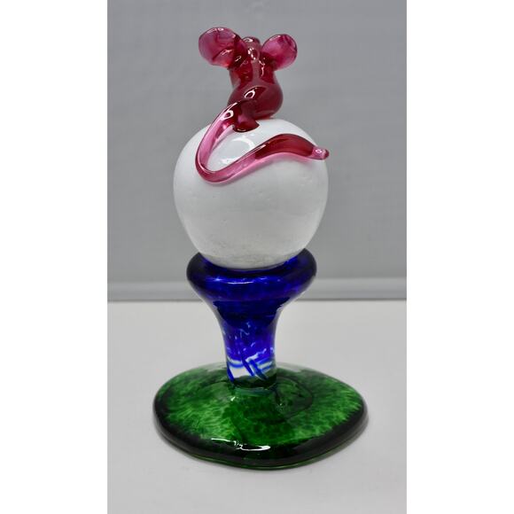 Austin Norvell Hand Blown Art Glass Mouse on Golf Tee Figurine Sculpture - Picture 3 of 16